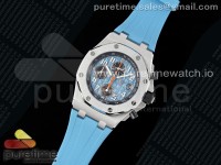Royal Oak Offshore 42mm SS APF 1:1 Best Edition Light Blue Dial on Light Blue Rubber Strap A4404