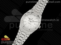 Royal Oak 41mm Frosted SS APSF 1:1 Best Edition White Textured Dial on SS Bracelet SA3120 Super Clone