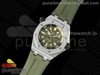 Royal Oak Offshore Diver 15720 SS APSF 1:1 Best Edition Green Dial on Green Rubber Strap A4308 Super Clone