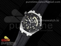 Royal Oak Offshore Diver 15720 SS APSF 1:1 Best Edition Black Dial Ceramic Bezel on Black Rubber Strap A4308 Super Clone