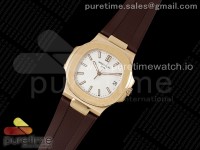 Nautilus 5711/1R PPF 1:1 Best Edition White Textured Dial on Brown Rubber Strap 324CS V5