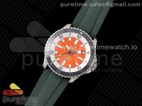 SuperOcean Automatic 42 SS BLSF 1:1 Best Edition Orange Dial on Green Rubber Strap A2824