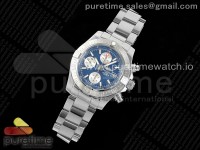 Avenger II 43mm Chrono SS EF 1:1 Best Edition Blue/Silver Dial Stick Markers on SS Bracelet A7750