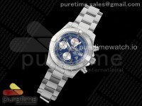 Avenger II 43mm Chrono SS EF 1:1 Best Edition Blue/Silver Dial Numeral Markers on SS Bracelet A7750