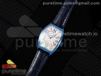 Crazy Hours Blue PVD TWF Best Edition White Dial on Blue Leather Strap A23J