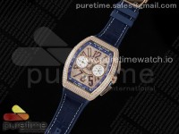 Vanguard Chrono RG ABF 1:1 Best Edition Blue Dial Full Diamonds on Blue Leather Strap A7750