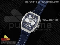 Vanguard Chrono SS ABF 1:1 Best Edition Blue Dial on Blue Leather Strap A7750