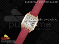 Santos Dumont 31.4mm RG AF 1:1 Best Edition Silver Dial on Red Fabric Strap A157