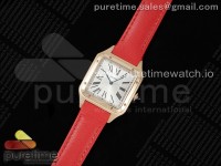 Santos Dumont 31.4mm RG AF 1:1 Best Edition Silver Dial on Red Leather Strap A157
