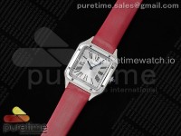 Santos Dumont 27.5mm SS AF 1:1 Best Edition Silver Dial on Red Fabric Strap A157