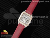 Santos Dumont 27.5mm SS/RG AF 1:1 Best Edition Silver Dial on Red Fabric Strap A157