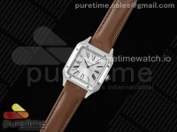 Santos Dumont 31.4mm SS AF 1:1 Best Edition Silver Dial on Brown Leather Strap A157