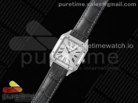 Santos Dumont 31.4mm SS AF 1:1 Best Edition Silver Dial on Gray Croco Strap A157