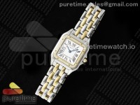 Panthère Ladies 27mm SS/YG AF 1:1 Best Edition White Dial Diamonds Bezel on SS/YG Bracelet Ronda Quartz