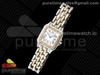 Panthère Ladies 27mm SS/RG AF 1:1 Best Edition White Dial Diamonds Bezel on SS/RG Bracelet Ronda Quartz
