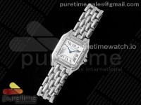 Panthère Ladies 27mm SS AF 1:1 Best Edition White Dial Diamonds Bezel on SS Bracelet Ronda Quartz