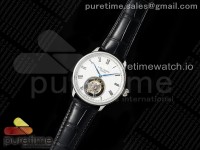 PP Tourbillon SS RMSF Edition White Dial Roman Markers on Black Leather Strap
