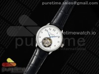 PP Tourbillon SS RMSF Edition White Dial Numeral Markers on Black Leather Strap