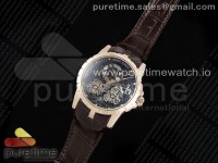 Excalibur Skeleton Double Flying Tourbillon RG YSF Best Edition on Brown Leather Strap