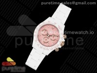 Daytona AET White Solid Ceramic Case and Bracelet Pink Dial Clean 1:1 Best Edition SA4130