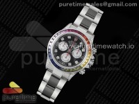 Daytona SS Rainbow EF Best Edition Black/White Diamonds Dial on SS Bracelet A7750