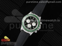 Daytona SS Green Diamonds EF Best Edition Black/Silver Dial on Oysterflex Strap A7750