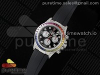 Daytona SS Rainbow EF Best Edition Black/Silver Diamonds Dial Style 1 on Oysterflex Strap A7750