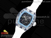RM035 Transparent RMF Best Edition Skeleton Blue Dial on White Rubber Strap Clone RMUL2