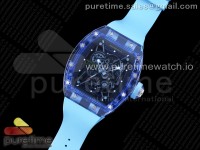 RM035 Blue Transparent RMF Best Edition Skeleton Dial on Blue Rubber Strap Clone RMUL2