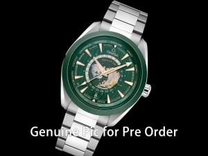 Aqua Terra GMT Worldtimer 43mm Green Ceramic VSF 1:1 Best Edition on SS Bracelet A8938 Super Clone