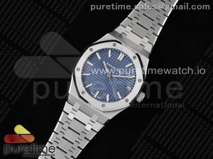 Royal Oak 41mm 15500 SS APSF 1:1 Best Edition Blue Textured Dial on SS Bracelet SA4302 Super Clone