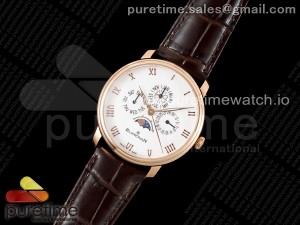 Villeret Quantieme Perpetuel 6656 RG HRF Best Edition White Dial on Brown Leather Strap A5954