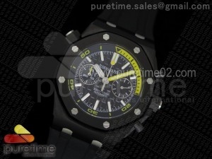 Royal Oak Offshore Diver Chronograph PVD Yellow Custom Made on Black Rubber Strap A3126