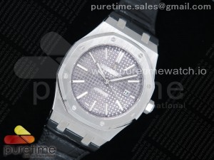 Royal Oak 41mm 15400 SS OMF 1:1 Best Edition Gray Textured Dial on Black Leather Strap A3120
