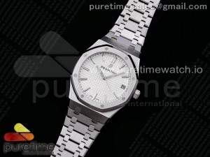 Royal Oak 41mm 15500 SS ZF 1:1 Best Edition White Textured Dial on SS Bracelet A4302