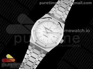 Royal Oak 41mm 15400 SS APSF 1:1 Best Edition White Textured Dial on SS Bracelet SA3120 Super Clone