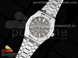 Royal Oak 41mm 15400 SS ZF 1:1 Best Edition Gray Textured Dial on SS Bracelet V2 SA3120 Super Clone
