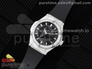 Classic Fusion Orlinski SS Full Diamonds APSF 1:1 Best Edtion Black Faceted Dial on Black Rubber Strap A2892