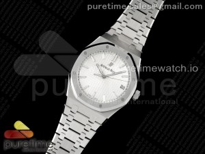 Royal Oak 41mm 15500 SS ZF 1:1 Best Edition White Textured Dial on SS Bracelet SA4302 Super Clone V3