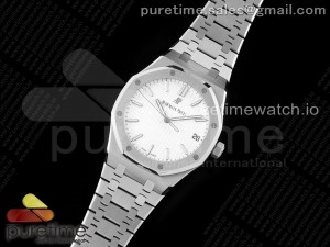 Royal Oak 41mm 15500 SS APSF 1:1 Best Edition White Textured Dial on SS Bracelet SA4302 Super Clone
