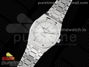 Royal Oak 41mm 15400 SS APSF 1:1 Best Edition White Textured Dial on SS Bracelet SA3120 Super Clone V3