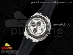Royal Oak Offshore 44mm SS Ceramic Bezel APF 1:1 Best Edition White Dial on Rubber Strap A3126