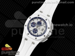 Royal Oak Offshore 44mm White Ceramic APF 1:1 Best Edition White Dial on Rubber Strap A3126