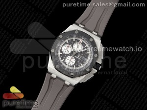 Royal Oak Offshore 44mm SS Ceramic Bezel APF 1:1 Best Edition Gray Dial on Rubber Strap A3126