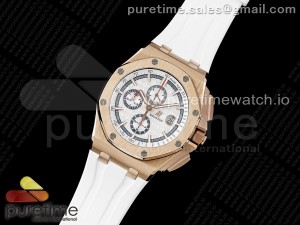 Royal Oak Offshore 44mm RG APF 1:1 Best Edition White Dial on White Rubber Strap A3126