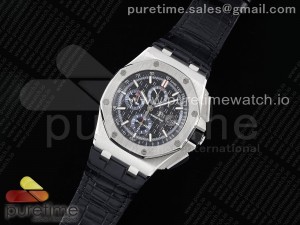 Royal Oak Offshore 44mm SS APF 1:1 Best Edition Black/Blue Dial on Black Leather Strap A3126