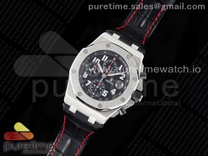 Royal Oak Offshore 42mm SS APF 1:1 Best Edition Black Dial on Black Leather Strap A3126