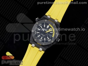 Royal Oak Offshore Diver Forged Carbon IPF Best Edition on Yellow Rubber Strap MIYOTA9019