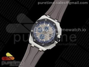Royal Oak Offshore 44mm SS Black Ceramic Bezel APF 1:1 Best Edition Gray/Blue Dial on Gray Rubber Strap A3126