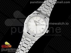 Royal Oak 41mm 15500 SS IPF 1:1 Best Edition White Textured Dial on SS Bracelet SA4302 Super Clone